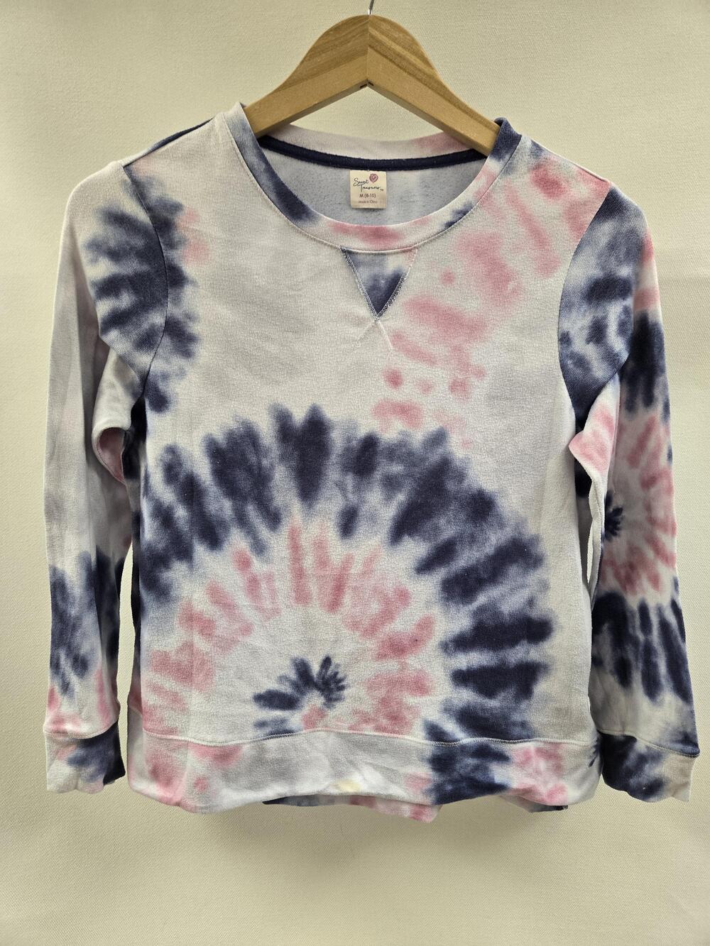 Secret Treasures Sweatshirt Youth Medium 8-10 Pink Blue Tie Dye Pullover Lounge